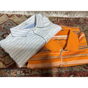 Tommy Armour & Johnnie-O Orange Stripe Golf POLO SHIRT Large XL